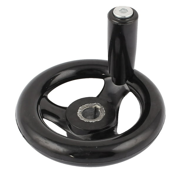 Houseuse Black 12mm x 100mm 3 Spoke Revolving Handle Hand Wheel 